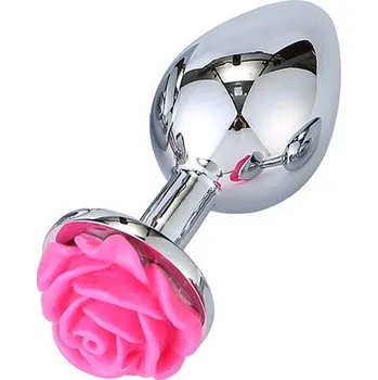 Anální kolík VšeNaSex.cz Ocelový anální kolík Small Rose (růžový květ)