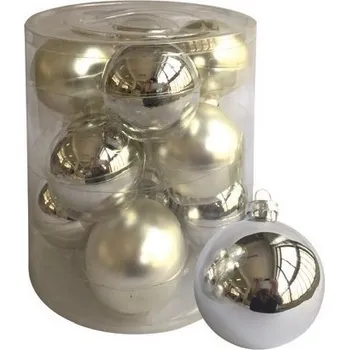 Vánoční dekorace Sada skleněných baněk stříbrných 5,7 cm, 12 ks