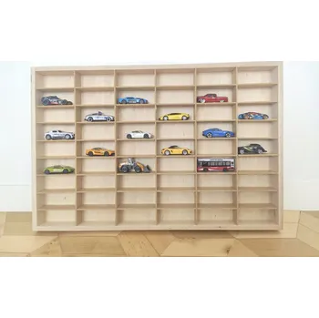 Dřevěná hračka Dřevěná polička na autíčka 54ks přírodní DOPRAVA ZDARMA