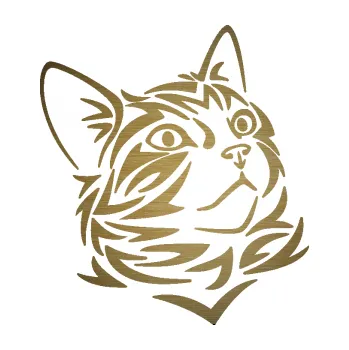 Samolepící dekorace SAMOLEPKA Kočka 028 pravá hlavička (64 - škrábaný kov zlatý) NA AUTO, NÁLEPKA, FÓLIE, POLEP, TUNING, VLASTNÍ TEXT, TISK, AUTOSAMOLEPKY.cz, POLEPY, OBRÁZEK, LOGO, SAMOLEPKY