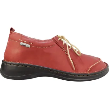 Dámské polobotky dámské kožené zdravotní polobotky v červené barvě 6305 - 05; černá podešev 41