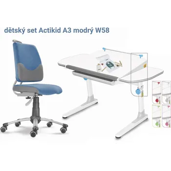 Dětský stůl Mayer Dětský set modrošedý Actikid - Profi bílý s bílou podnoží
