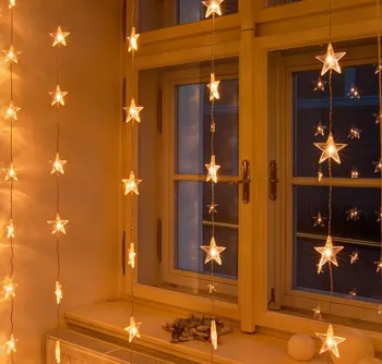 Vánoční osvětlení Decoled Osvětlení do okna 1,2 x 1,2 m hvězdy 30 LED teplá bílá