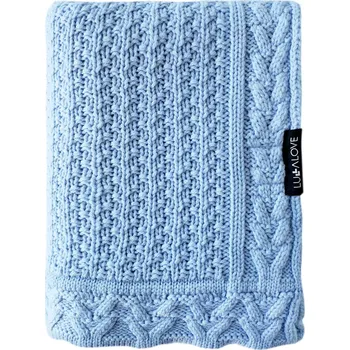 Dětská deka Lullalove dečka z vlny Merino vzor Keksík - Premium Modrá