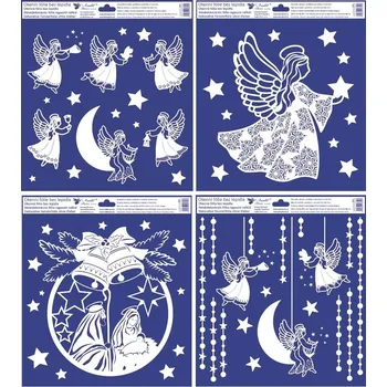 Okenní dekorace Okenní fólie andělé a betlém 30 x 33,5 cm