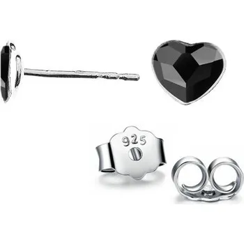 Prsten NUBIS® Stříbrné náušnice se srdcem Crystals from Swarovski, Jet Black - NB-0203-JB