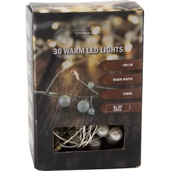 Vánoce LED ŘETĚZ PERLY, 100 CM, 3XAA