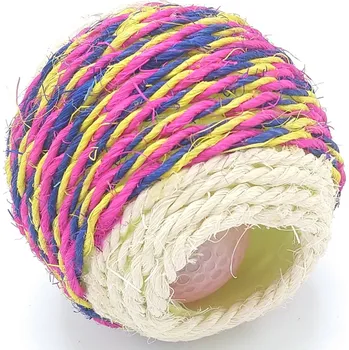 Hračka pro kočku Hračka kočka - sisál 8cm s chrastícím míčkem uvnitř