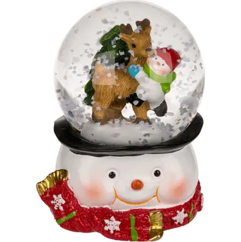 Vánoční dekorace Sněhová koule - Sněhulák se sobem