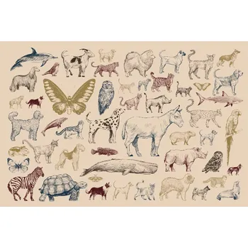 Fototapeta DIMEX | Vliesová fototapeta Sbírka zvířat MS-5-1479 | 375 x 250 cm| modrá, žlutá, hnědá + Vliesová fototapeta na stěnu DIMEX Sbírka zvířat MS51479 v rozměru 375 x 250 cm + lepidlo zdarma