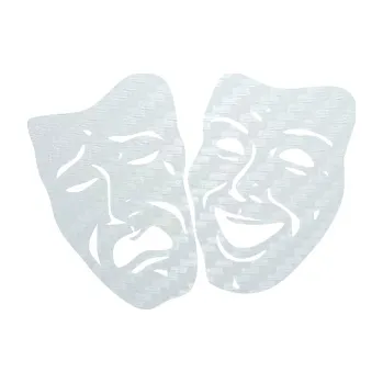 Samolepící dekorace SAMOLEPKA Masky tváře 001 levá veselý a smutný (51 - 3D karbon bílý) NA AUTO, NÁLEPKA, FÓLIE, POLEP, TUNING, VLASTNÍ TEXT, TISK, AUTOSAMOLEPKY.cz, POLEPY, OBRÁZEK, LOGO, SAMOLEPKY