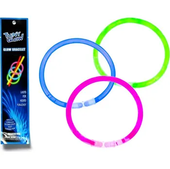 Náramek Svítící náramky sada 5ks GL020 (Plastový náramek, 5 ks, 20 cm, svítící tyčinka pro děti na oslavy, která se spojí spojkou. Tyčinka má v sobě chemikálie které spojením vytvoří studené světlo po dobu 4–8 hodin.)