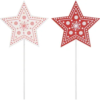 Vánoce Dřevěné hvězdy na špejli 8 cm + špejle, 2 ks