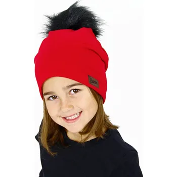 Čepice Drexiss dětská čepice s bambulí CHLUPÁČ RED