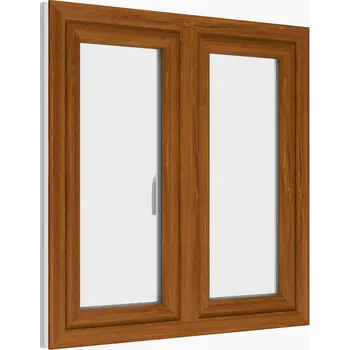 Okno plastové okno 100x100 cm, dvoukřídlé, zlatý dub/bílé, PREMIUM 7000 (rozměr 100x100 cm, otevírací a výklopné, bez středového sloupku)