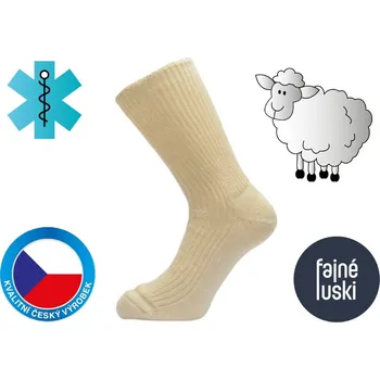Bapon-Štepon, s.r.o Vlněné zdravotní teplé ponožky bez gumiček 44-45 bílá 44-45 (29,5-30cm) bílá