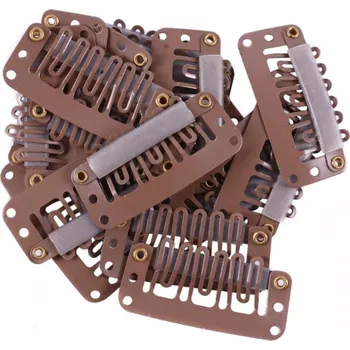 Módní doplněk Clip in sponka 32 mm s protiskluzem - světle hnědá