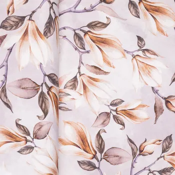 Tegatex Bavlněná látka s digitálním tiskem - hnědé květy