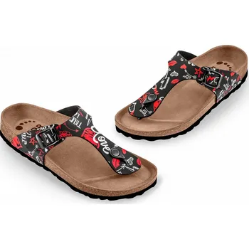 Dámské žabky Obuv zdravotní FORcare 201059 černá potisk láska (Dámské žabky)