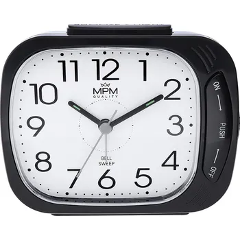 Budík MPM Plastový analogový budík s plynulým chodem, LED podsvícením C01.4250.90