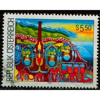 Poštovní známka (1992) MiNr. 2077 - O - Rakousko - Čištění mořské vody; Obraz Petera Pongratze (*1940)