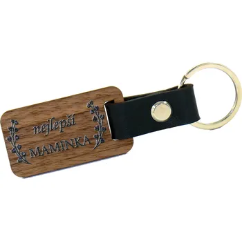 Dřevěná klíčenka s kůží - nejlepší maminka