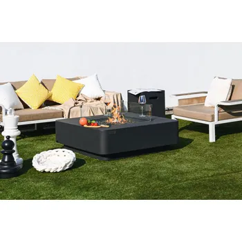 Luxusní stůl s plynovým ohništěm - BERGAMO - černý