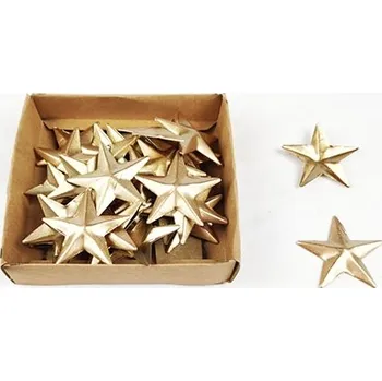 Vánoční dekorace Kovová hvězda 4 cm zlatá, 36 ks