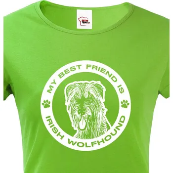 Dámské tričko Dámské tričko Irský vlkodav kulatý motiv, Barva Zelená, Velikost M, Canvas Dámské tričko s krátkým rukávem 1647