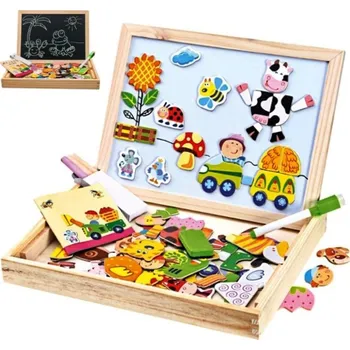 Dřevěná magnetická tabulka 3v1 Woody Magnetická kreslící tabulka Dřevěná magnetická tabulka 3v1 Woody