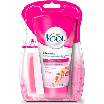 Tělový krém Veet Mleczko z Lotosu i Jasmine depilační krém na suchou pokožku do sprchy, 135 ml