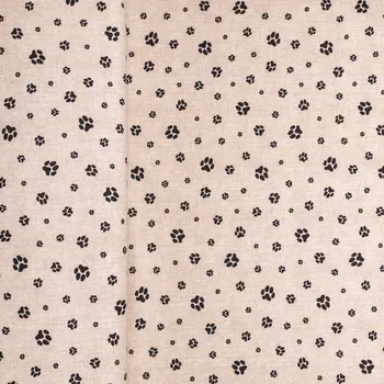 Tegatex Bavlněná látka metráž – černé ťapky na béžové