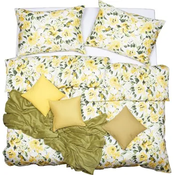 Bytový textil SCANquilt povlečení SATÉN PLUS rosalie žlutozelená 140 x 200/70 x 90 cm