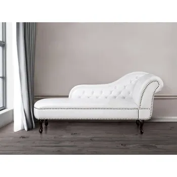 Křeslo Lenoška bílá z umělé kůže pravostranná lesklá obývací pokoj moderní design Beliani