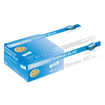 Vyšetřovací rukavice UNIGLOVES Nitrilové rukavice Format Blue, 100 ks Velikost: M