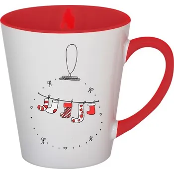 Vánoční dekorace Hrnek kónický barevný s potiskem Vánoční baňka