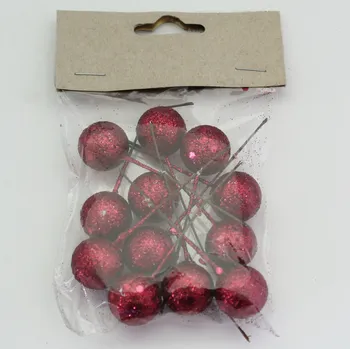 Vánoční dekorace Koule zápich pvc/drát 12ks/pr.2/8cm růžová (F230-G8-1706/6)