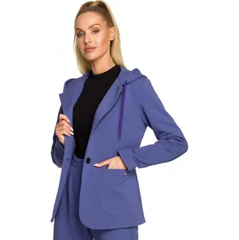 Dámské sako M691 Blejzr s kapucí a jedním knoflíkem - indigo EU S