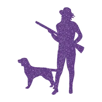 Polep vozidla SAMOLEPKA Lov 002 levá myslivkyně se psem (87 - Ultra Metalic fialová) NA AUTO, NÁLEPKA, FÓLIE, POLEP, TUNING, VLASTNÍ TEXT, TISK, AUTOSAMOLEPKY.cz, POLEPY, OBRÁZEK, LOGO, SAMOLEPKY