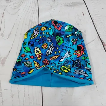 Kojenecká čepice Yháček Šmoulí čepička Yháček, vesmír na modré/tyrkys Velikost:: M