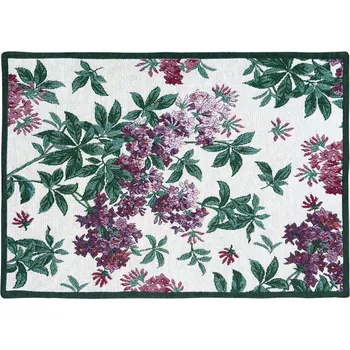 prostírání SCANquilt prostírání MOTIV listy a květy fialovozelená běhoun delší strana 100-170 cm