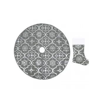 Vánoční dekorace Podložka pod vánoční stromek s punčochou 330282 šedá 122 cm