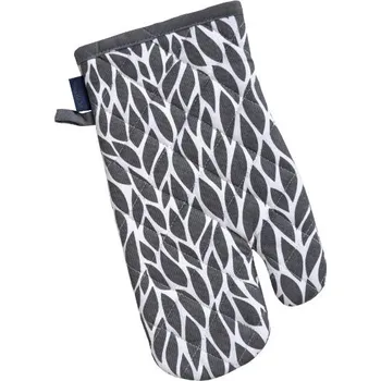 Chňapka SCANquilt chňapka RUKAVICE DEKORO lístečky šedobílá 14 x 31 cm