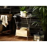 Odkládací stůl bílý kov 40 x 35 cm skládací s policí viktoriánský vintage design Beliani