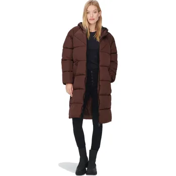 Dámský kabát kabát ONLY Amanda Long Puffer - Chestnut XS