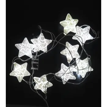 Vánoční dekorace HJ 10 LED světelný řetěz s hvězdami LED barva: Studená bílá/Cold white