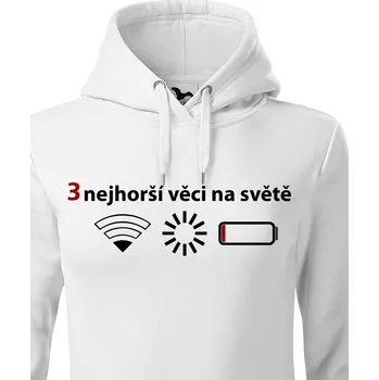 Dámská mikina Dámská mikina 3 nejhorší věci na světě, Barva Bílá, Velikost XL, Canvas Dámská mikina Bezvatriko.cz 0261