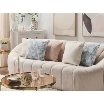 Dekorativní polštářek Sada 2 dekorativních polštářů s modrým a šedým květinovým geometrickým vzorem 45 x 45 cm, moderní minimalistické dekorační doplňky Beliani