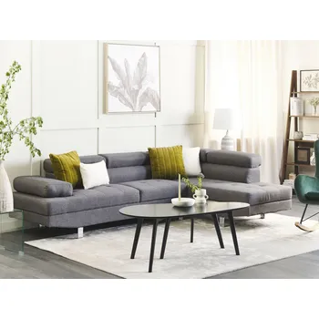 Pohovka Rohová pohovka nastavitelná opěrka hlavy a loketní opěrky ve tvaru písmene L ve tvaru L Beliani