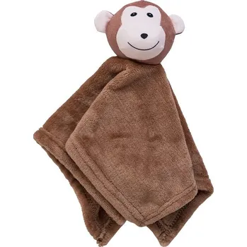 plyšák SCANquilt dětský muchláček ANIMAL opička hnědá 36 x 36 cm
